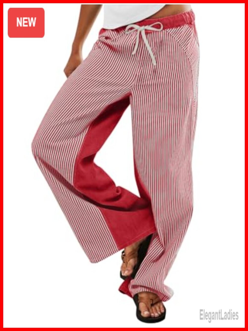 PEIHOT Low Rise Striped Wide Leg Palazzo Pants Women Drawstring Boho Lounge